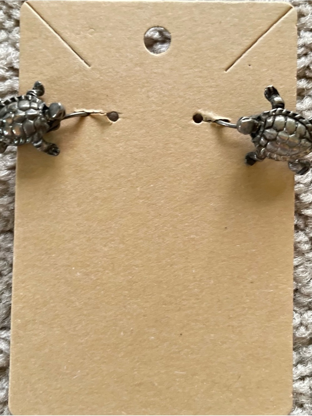 1”-long Black/Silver Turtle Earrings